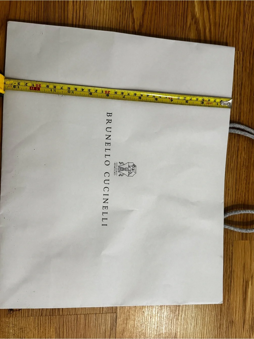 Brunello Cucinelli White Paper Shopping Bag with Gray Rope Handles